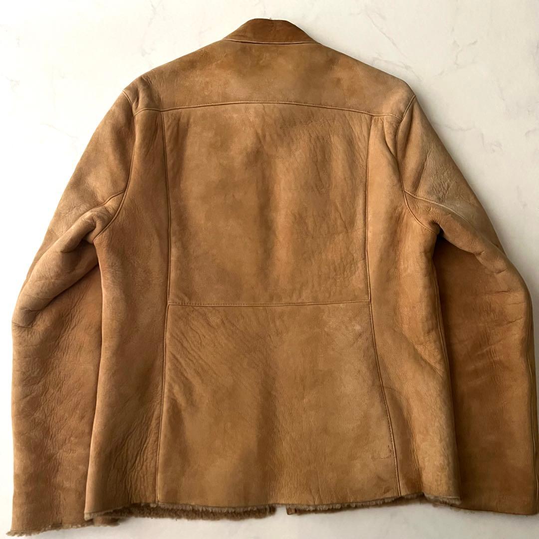 ポールスミス ムートン シングルライダースジャケット レザー 羊革 L ブラウン