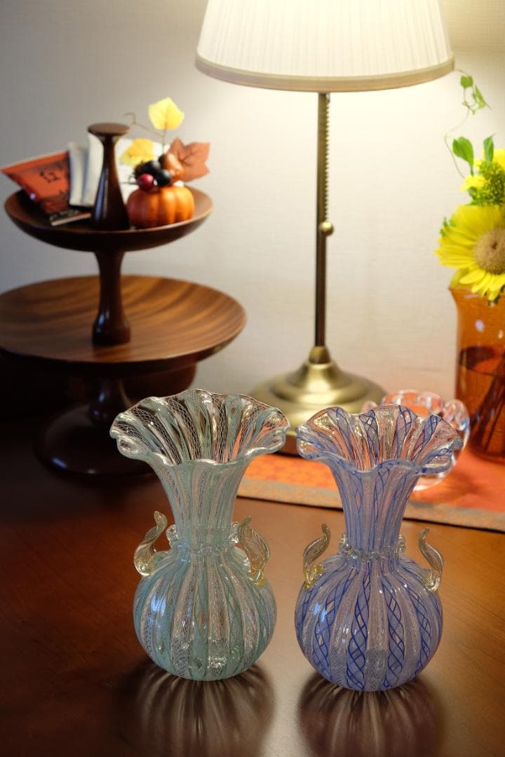 レースガラス 花瓶 ベネチアングラス ムラーノガラス アンティーク 江波冨士子