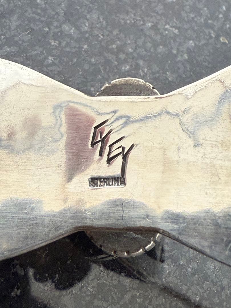 Hopi ホピ族 ゲイリー ターコイズ1石 オーバーレイ シルバーバングル