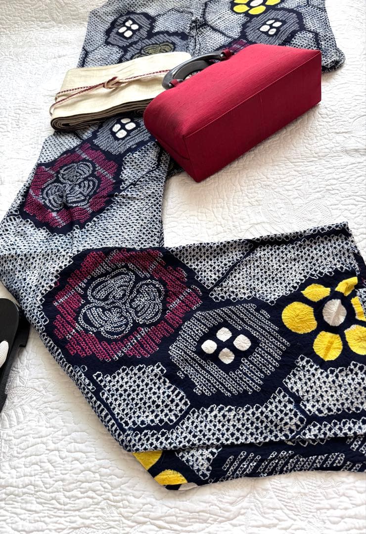 粋な大人の高級浴衣◆有松絞り 素晴らしい吉祥花文