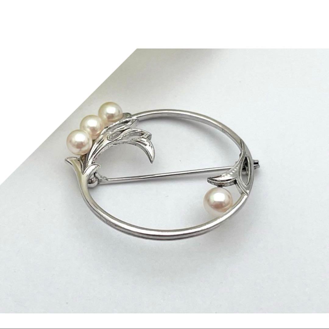 MIKIMOTO サークル　ブローチ　アコヤパール　silver