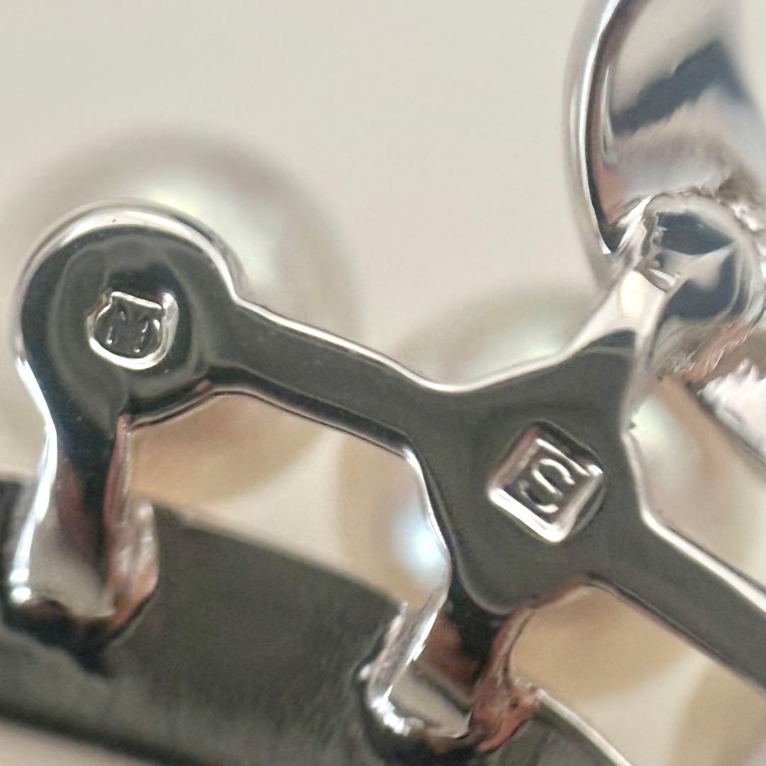 395【ミキモト】シルバー　パール　ブローチ　ハート　箱付き