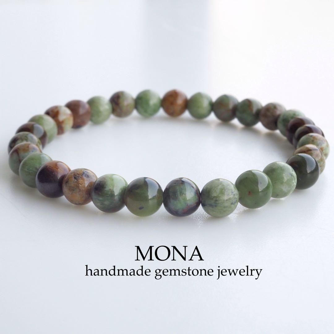 【抹茶】《2点限定》希少チェリーブロッサムアゲートのスクエアゴムブレス