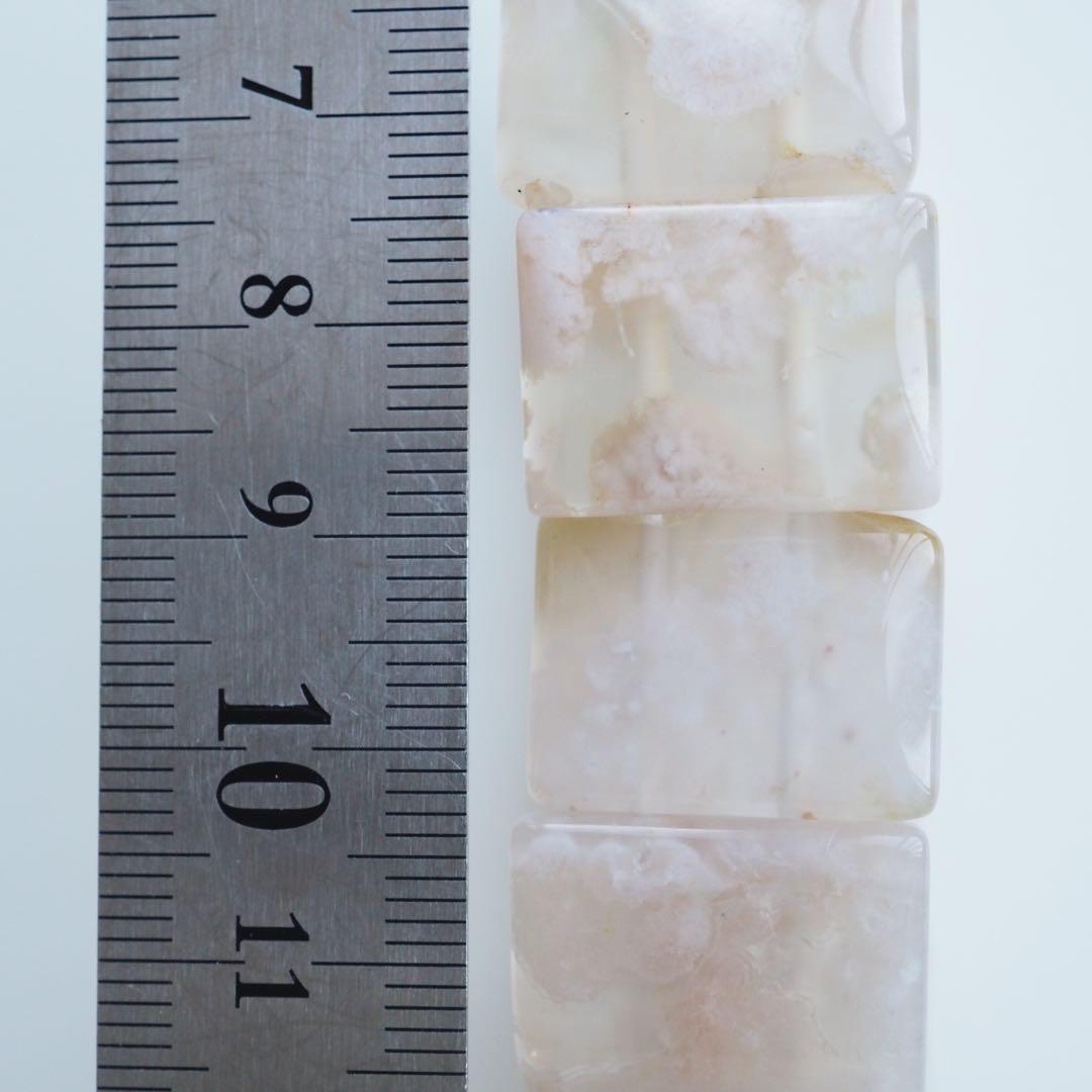 【抹茶】《2点限定》希少チェリーブロッサムアゲートのスクエアゴムブレス