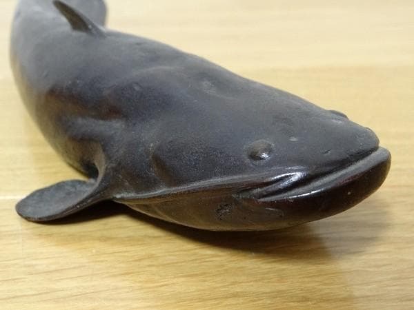 希少 アンティーク 杜六 ナマズ ブロンズ オブジェ 料亭 お店 縁起物 金運