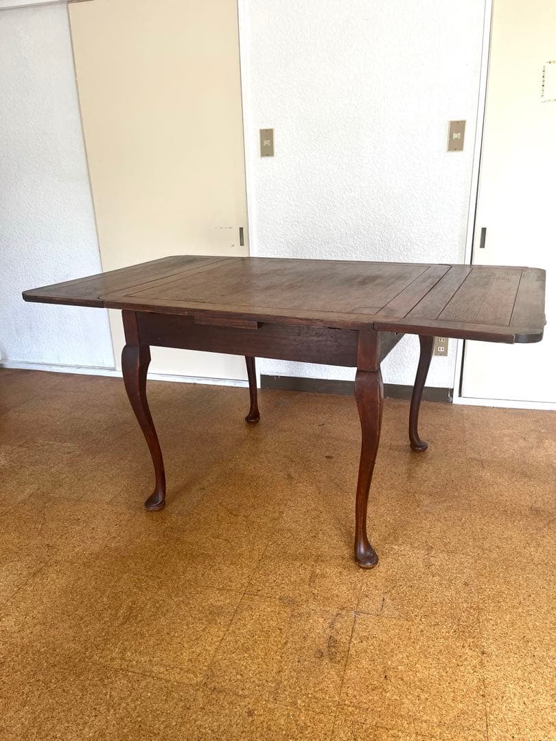 m*a様 木製正方形アンティークダイニングテーブルと椅子4脚セット