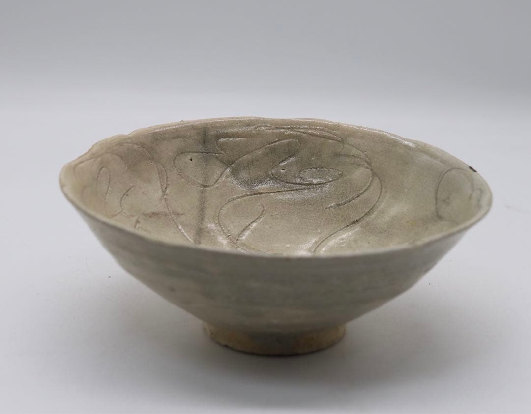 中国　青磁　青磁畫花大碗　海上がり　送料込み0315