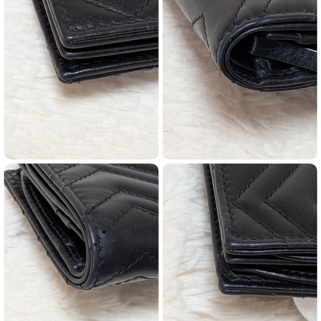 美品✨️グッチ 二つ折り財布 GGマーモント キルティング レザー 黒 人気定番