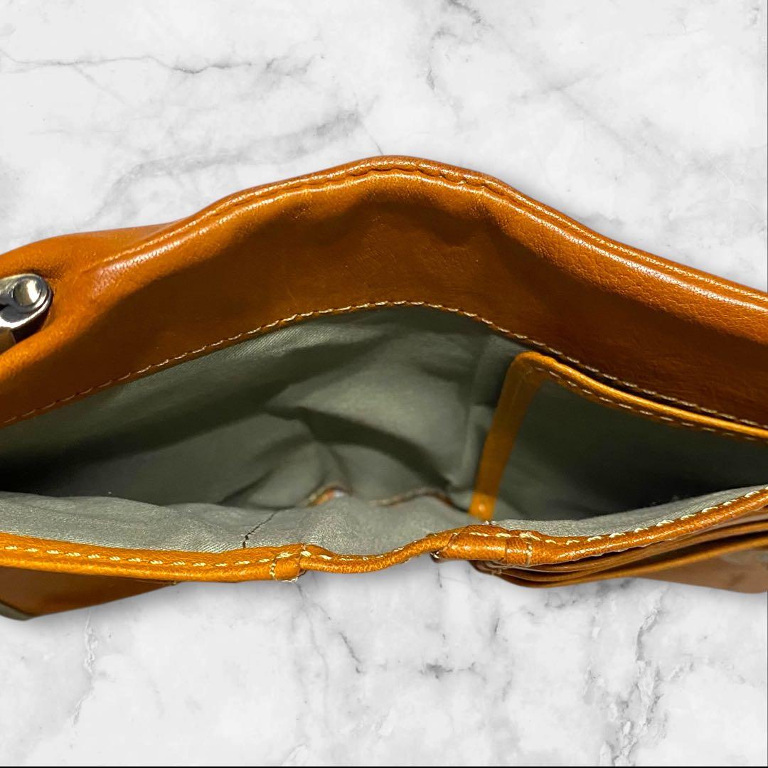 Dakota ダコタ イタリアレザー 二つ折財布 ガマ口 茶色 ブラウン