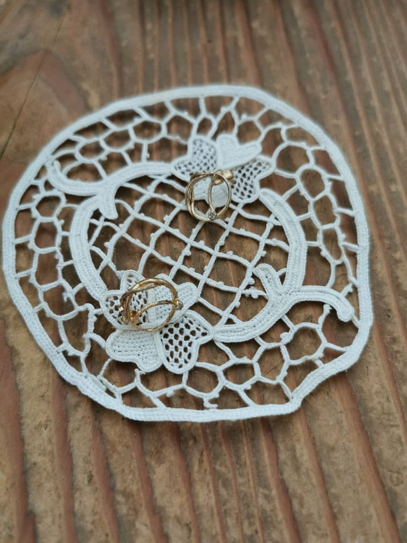 アンティーク☘トレフル よつ葉クローバー ニードルワーク レース刺繍プチドイリー