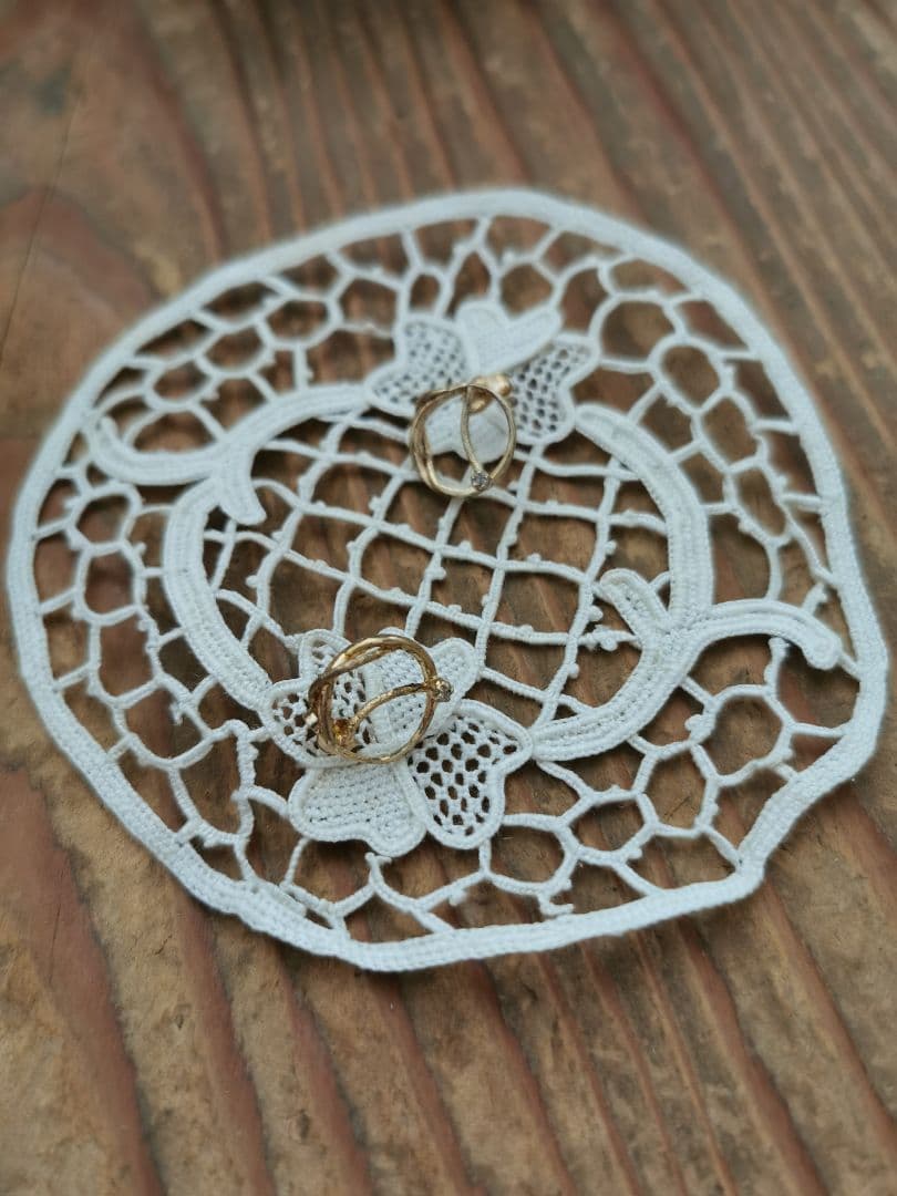 アンティーク☘トレフル よつ葉クローバー ニードルワーク レース刺繍プチドイリー