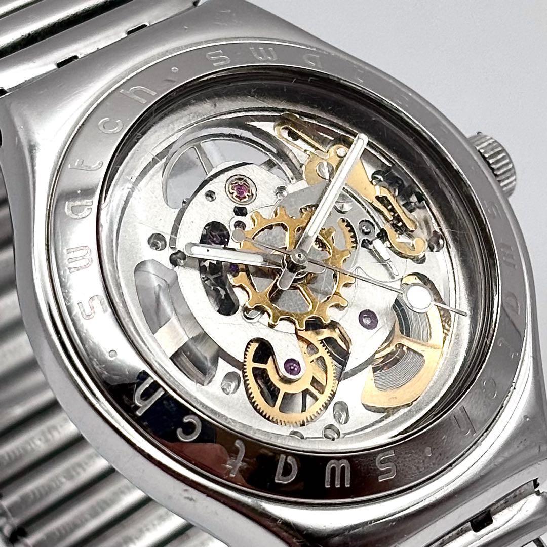 スウォッチ アイロニー 自動巻き スケルトン メンズ腕時計 稼動品