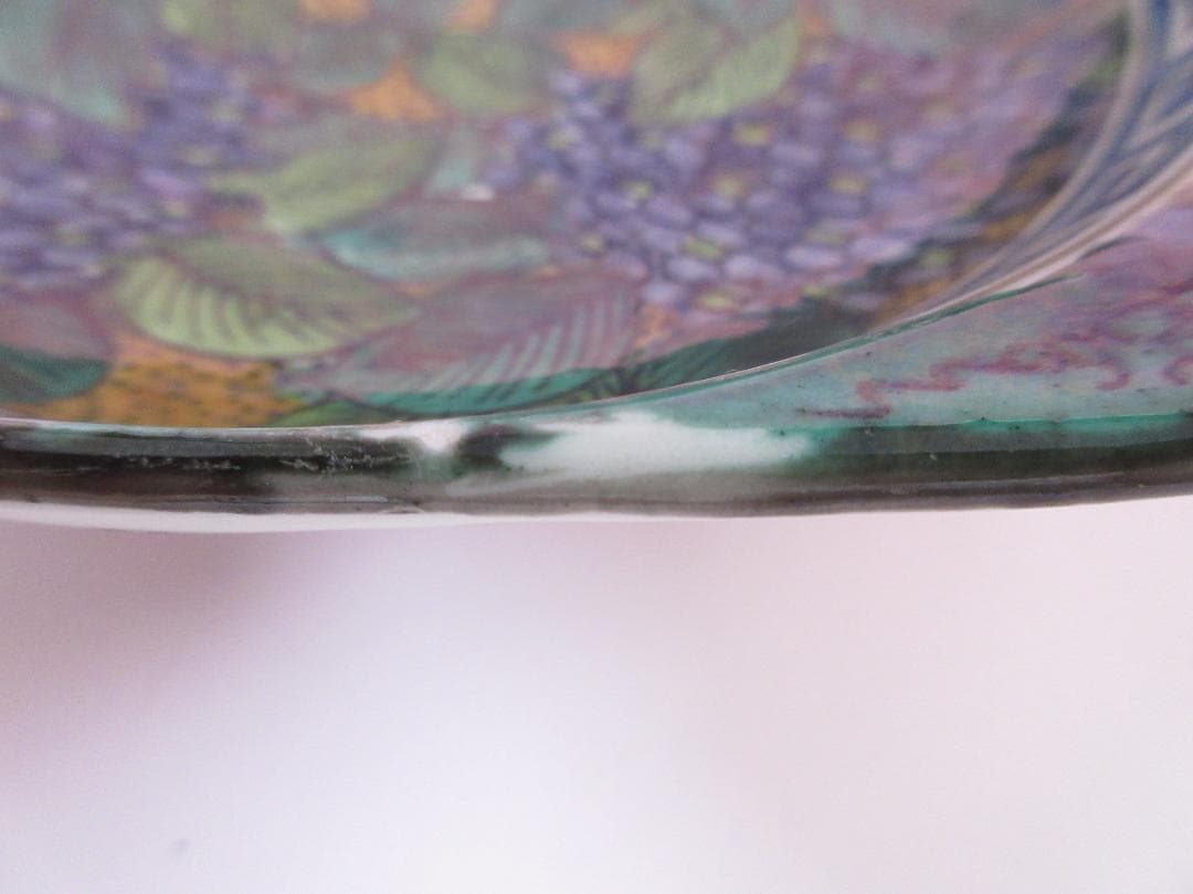 時代物 九谷焼 青手風 紫陽花紋 変形 なます皿 3客 TN 108 70816