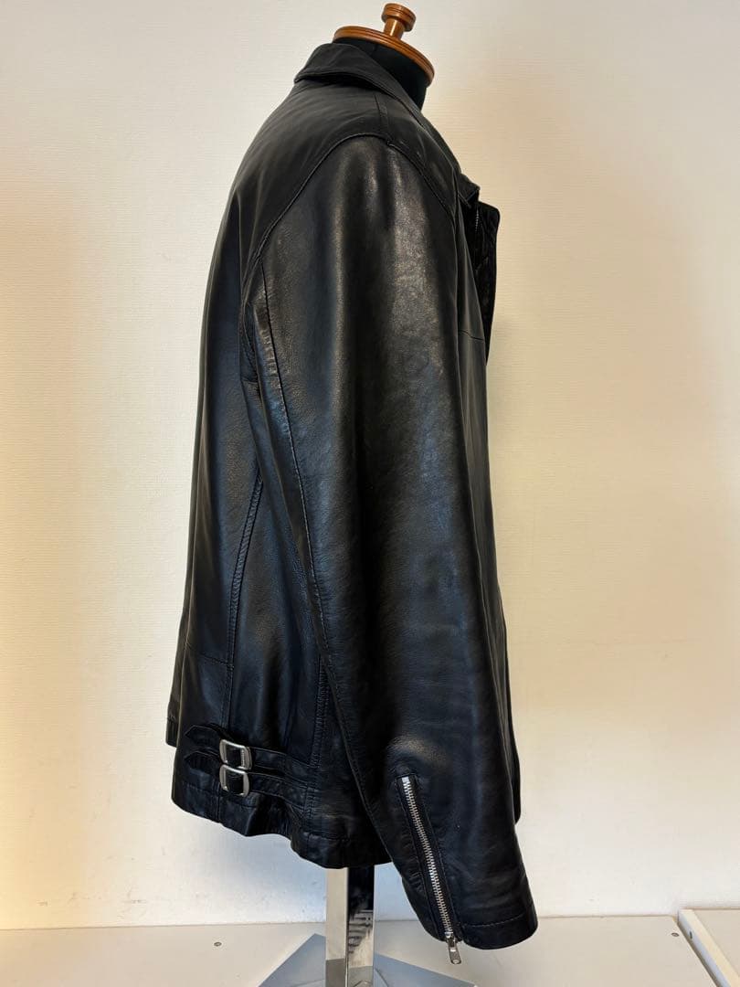 Stussy/レザー/ライダース/ジャケット/革ジャン/シングル/襟付/L/良品