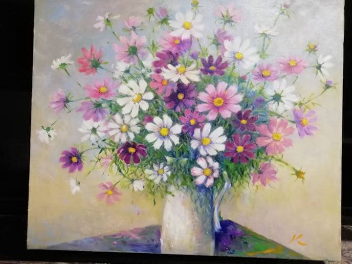 油絵「秋桜」F8号