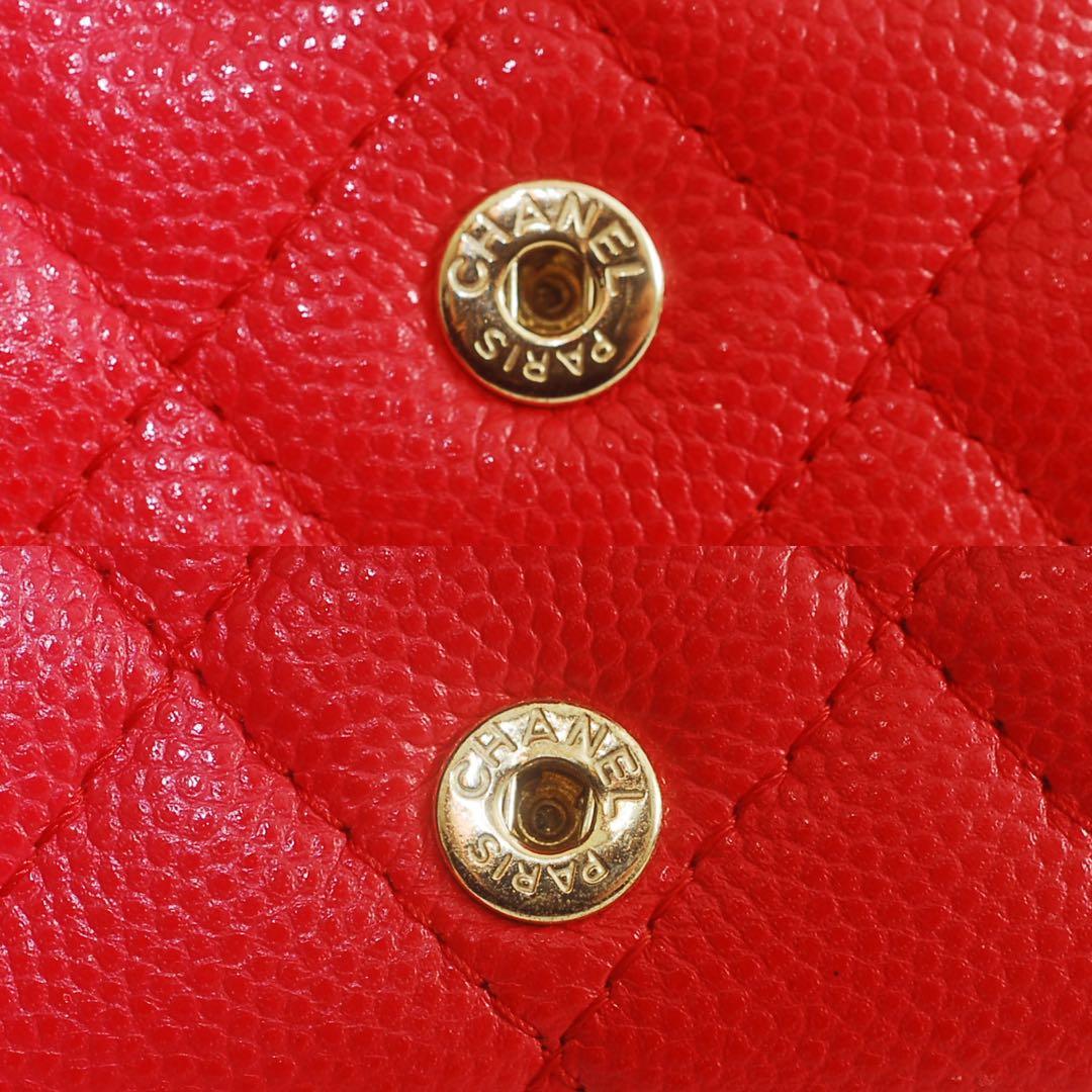 シャネル＊CHANEL＊キャビアスキン＊マトラッセ＊三つ折り財布＊レッド