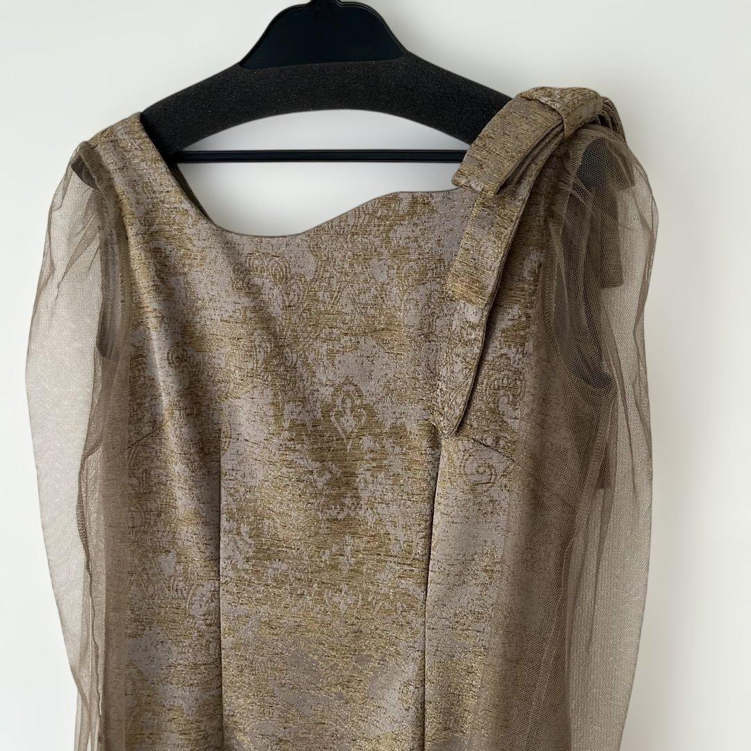 Shoulder ribbon jacquard dress/LE’RURE