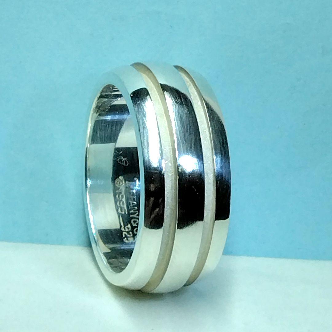 ティファニーグルーブドダブルリング　19.5号　新品仕上げ　無傷未使用に近い