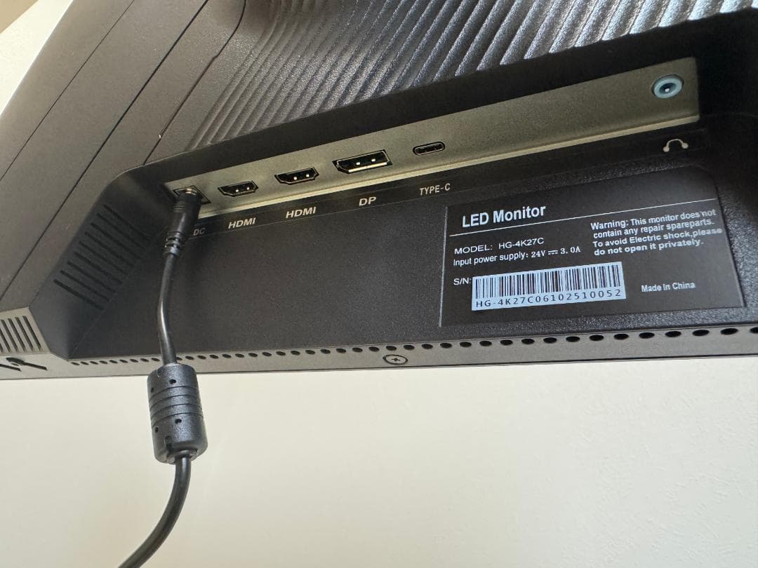 モニター 27インチ 4K IPS HG-4K27C Type-C対応