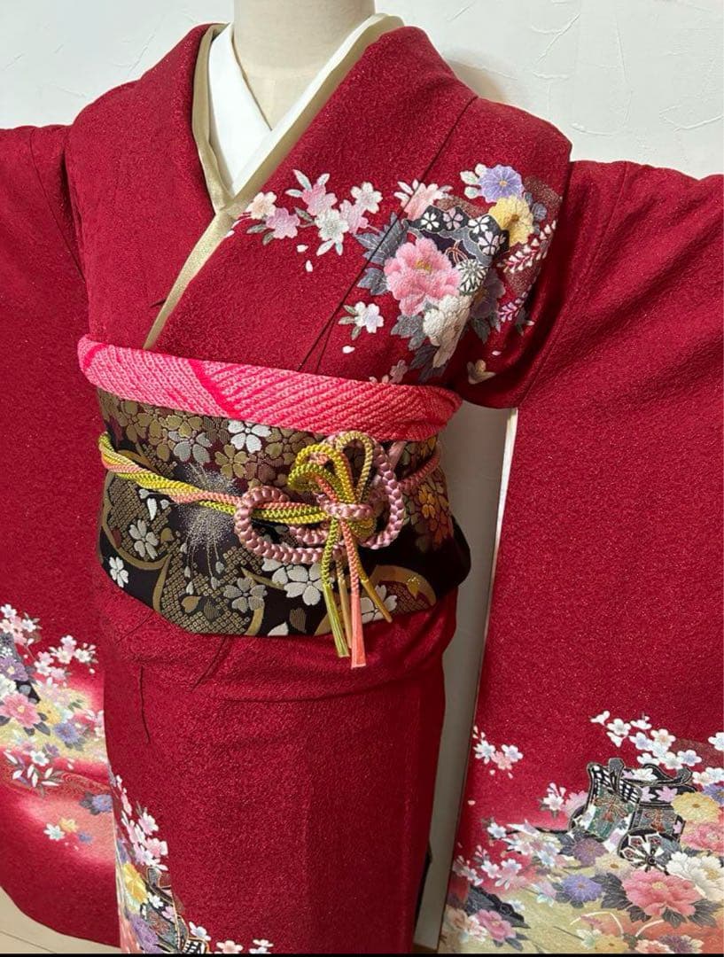 ショール付き28成人式　振袖　ふりそで振り袖フルセット長襦袢帯　着付けセット付き