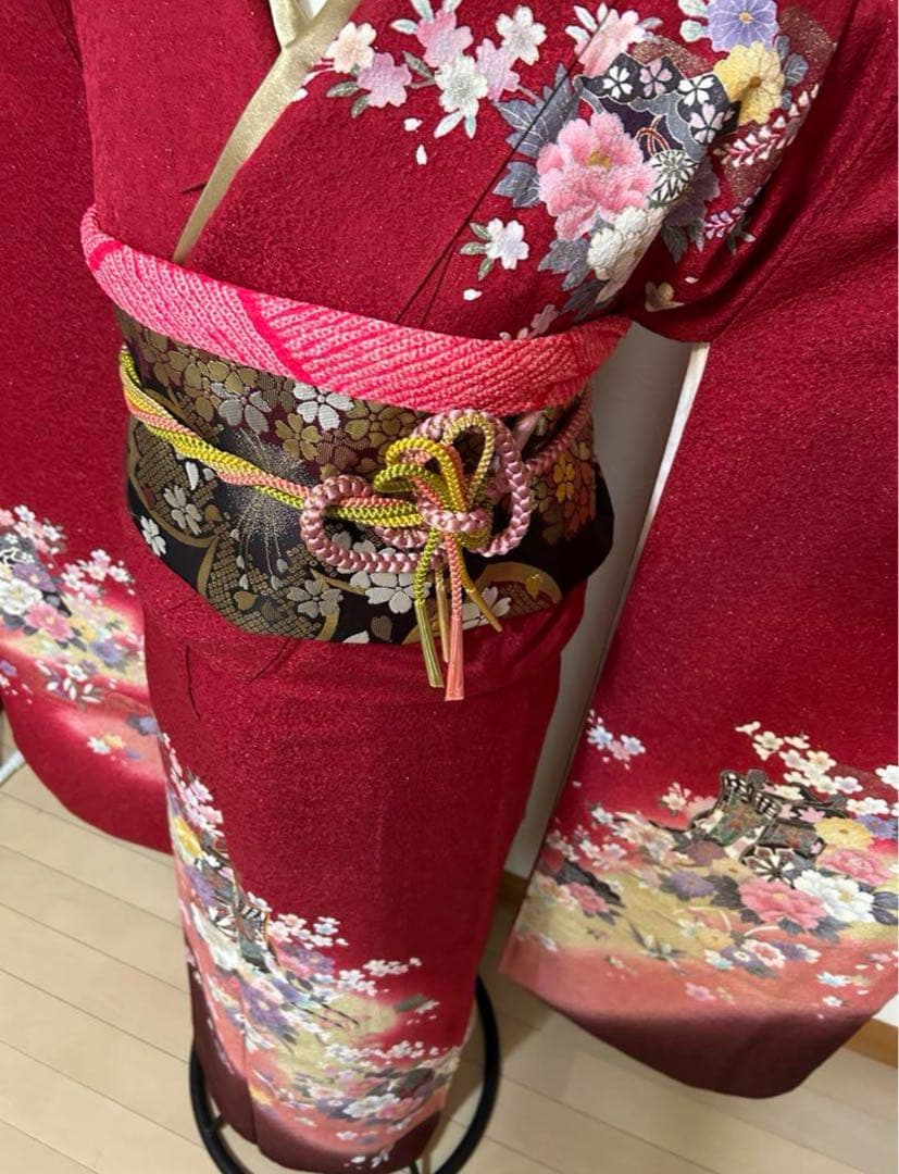 ショール付き28成人式　振袖　ふりそで振り袖フルセット長襦袢帯　着付けセット付き