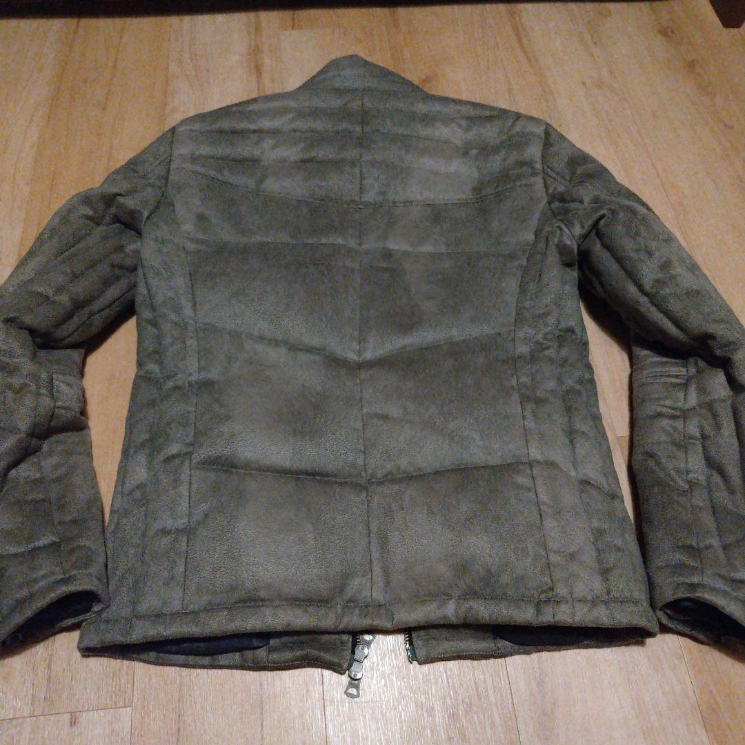 トルネードマート　フェイクレザーシングルライダースジャケット　ダブルジップ