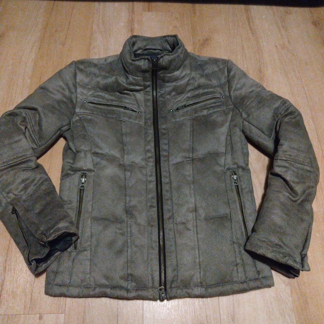 トルネードマート　フェイクレザーシングルライダースジャケット　ダブルジップ