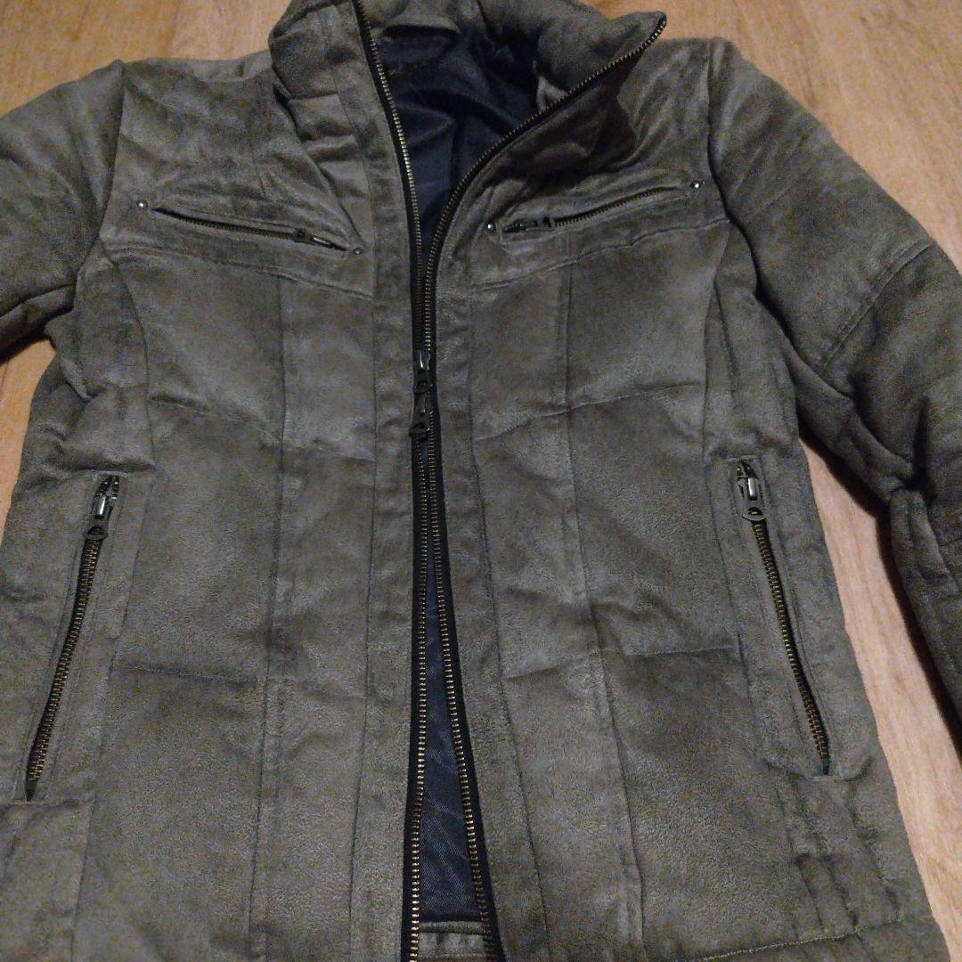 トルネードマート　フェイクレザーシングルライダースジャケット　ダブルジップ