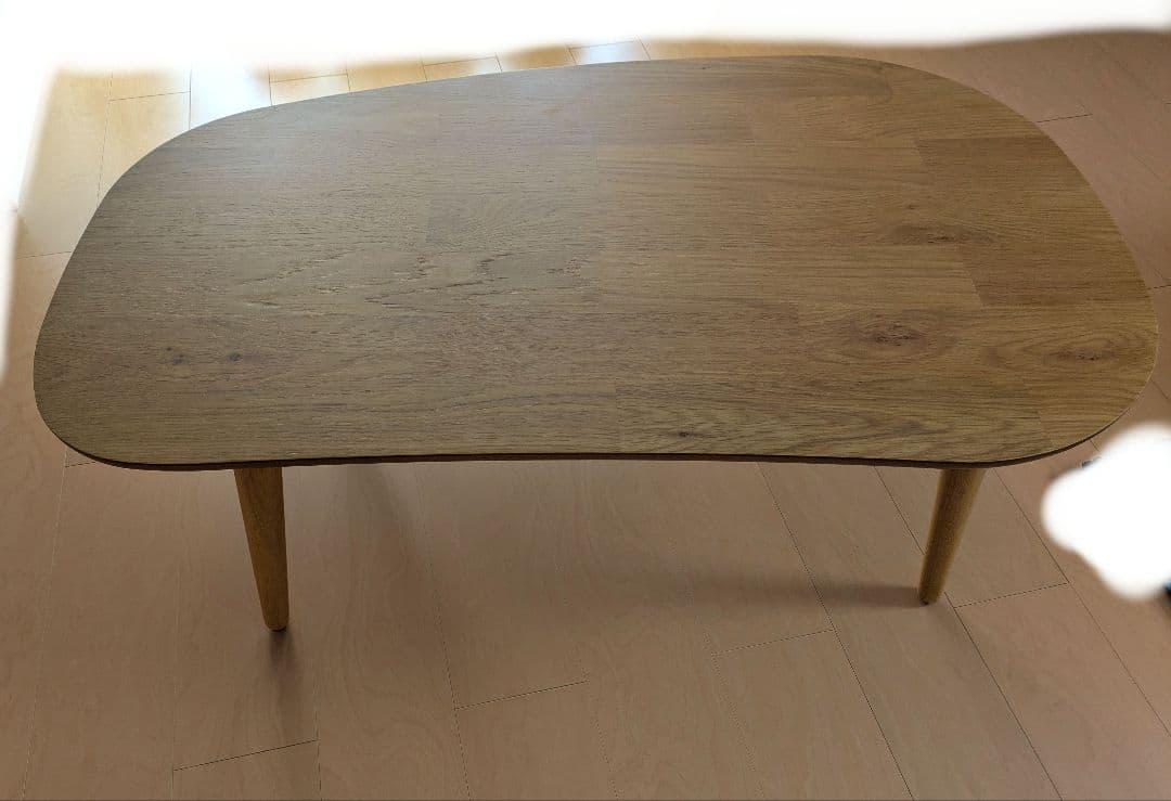 60025　こたつテーブル ビーン型 105×65 cm ナチュラル