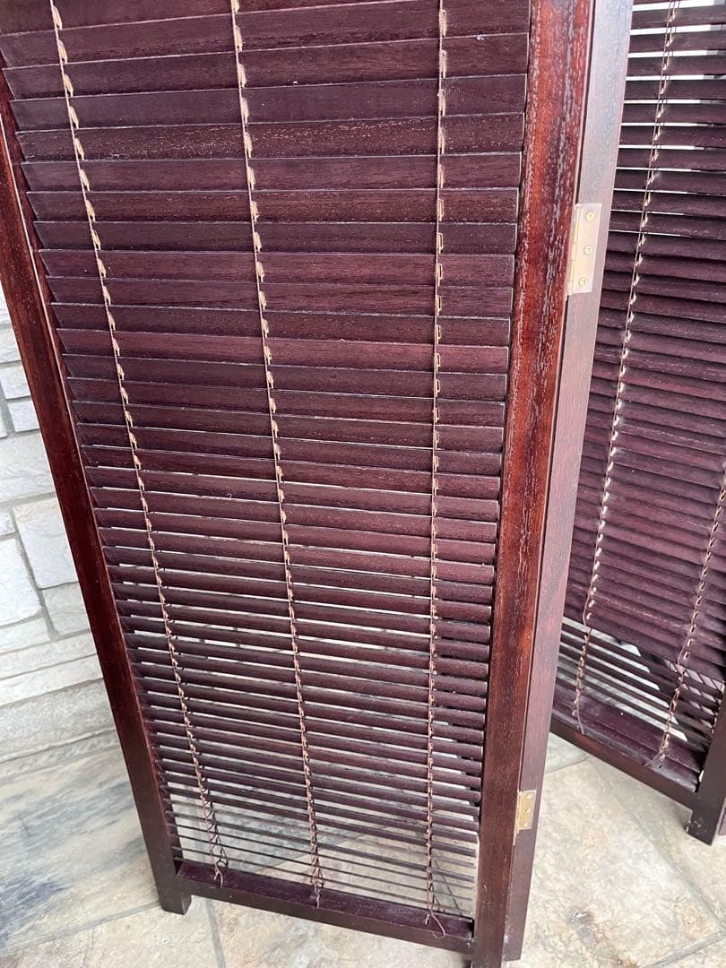 木製スラット式パーテーション 3つ折り　仕切り　目隠し