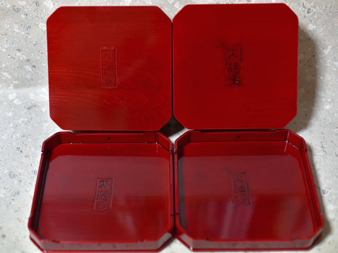 塗師正利作　春慶塗大徳寺お重5客　菓子器　共箱