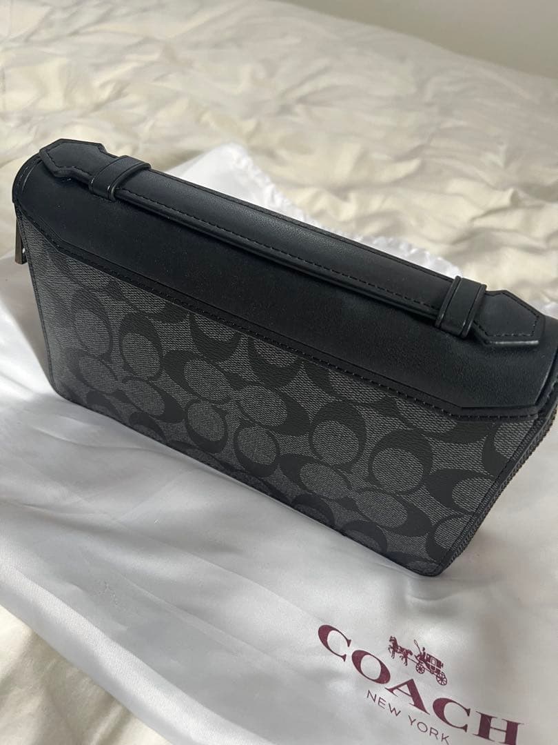 COACH ロゴパターン ハンドバッグ ブラック/グレー