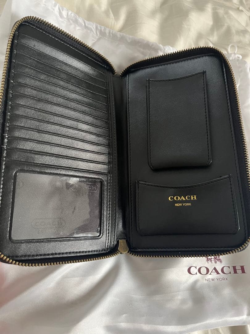 COACH ロゴパターン ハンドバッグ ブラック/グレー