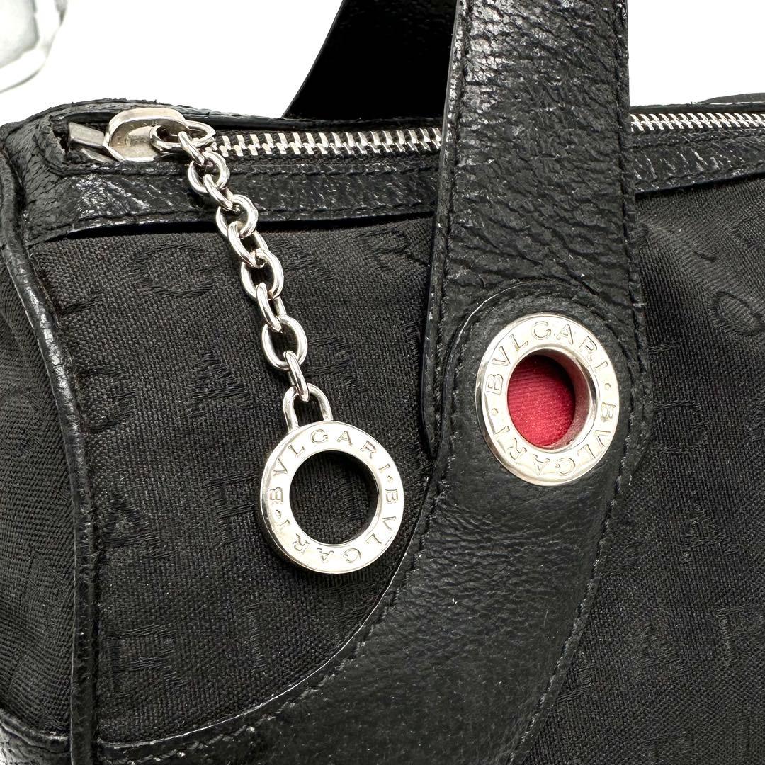 ブルガリ ロゴマニア ビーゼロワン ミニボストンバッグ キャンバス レザー 黒