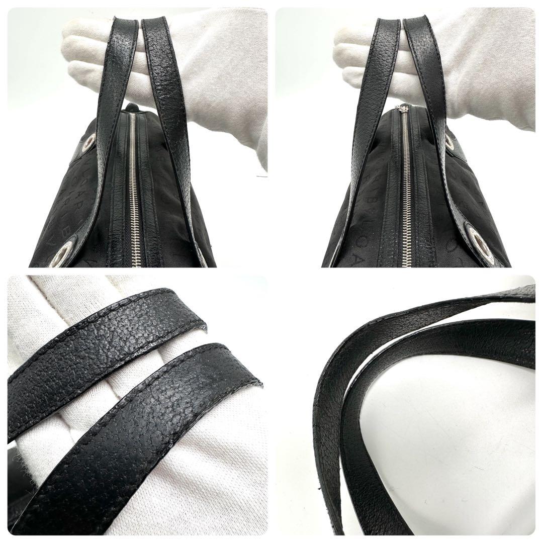 ブルガリ ロゴマニア ビーゼロワン ミニボストンバッグ キャンバス レザー 黒