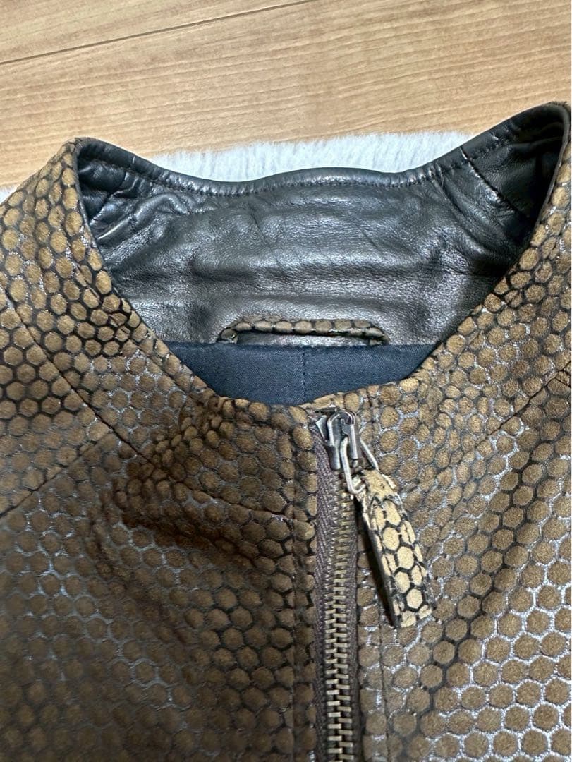 エンポリオアルマーニ シングルライダース レザージャケット 牛革 サイズ50