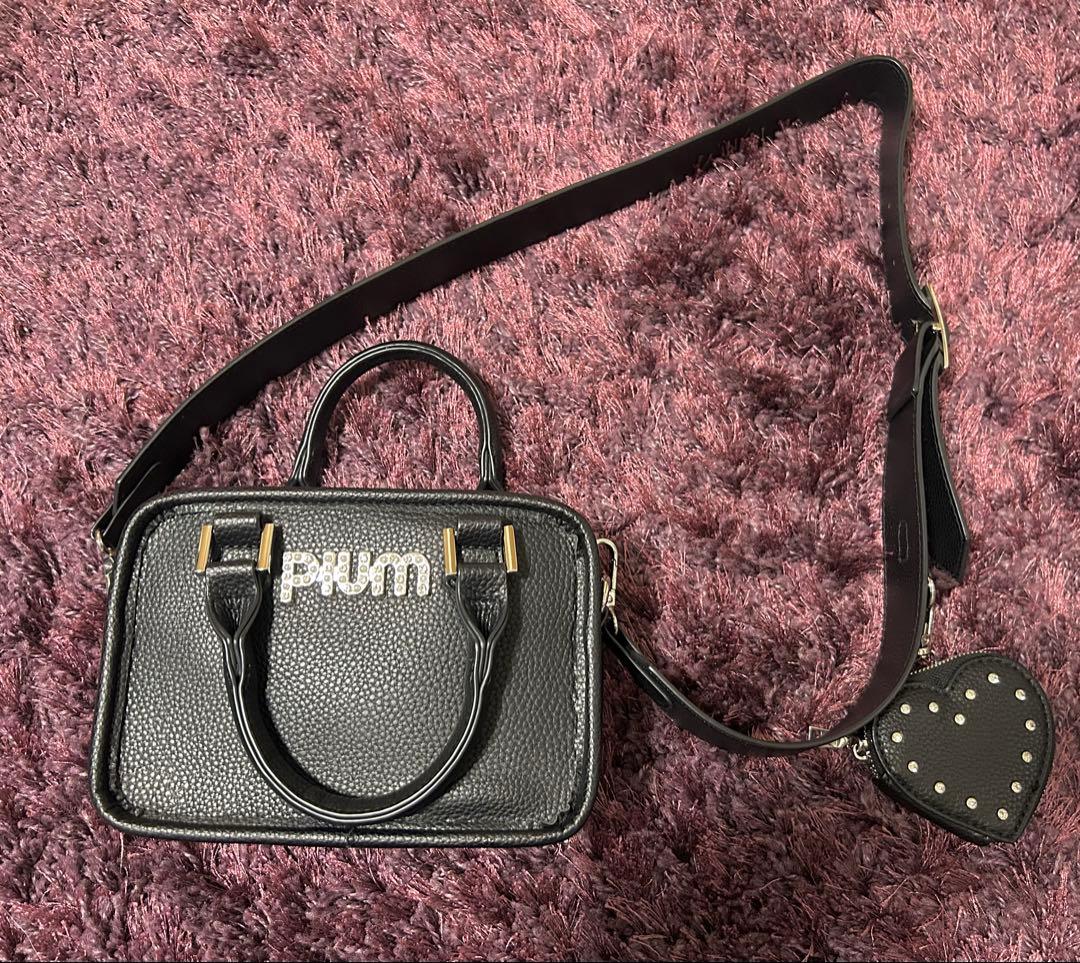 pium ハートポーチ付きミニボストンバッグ