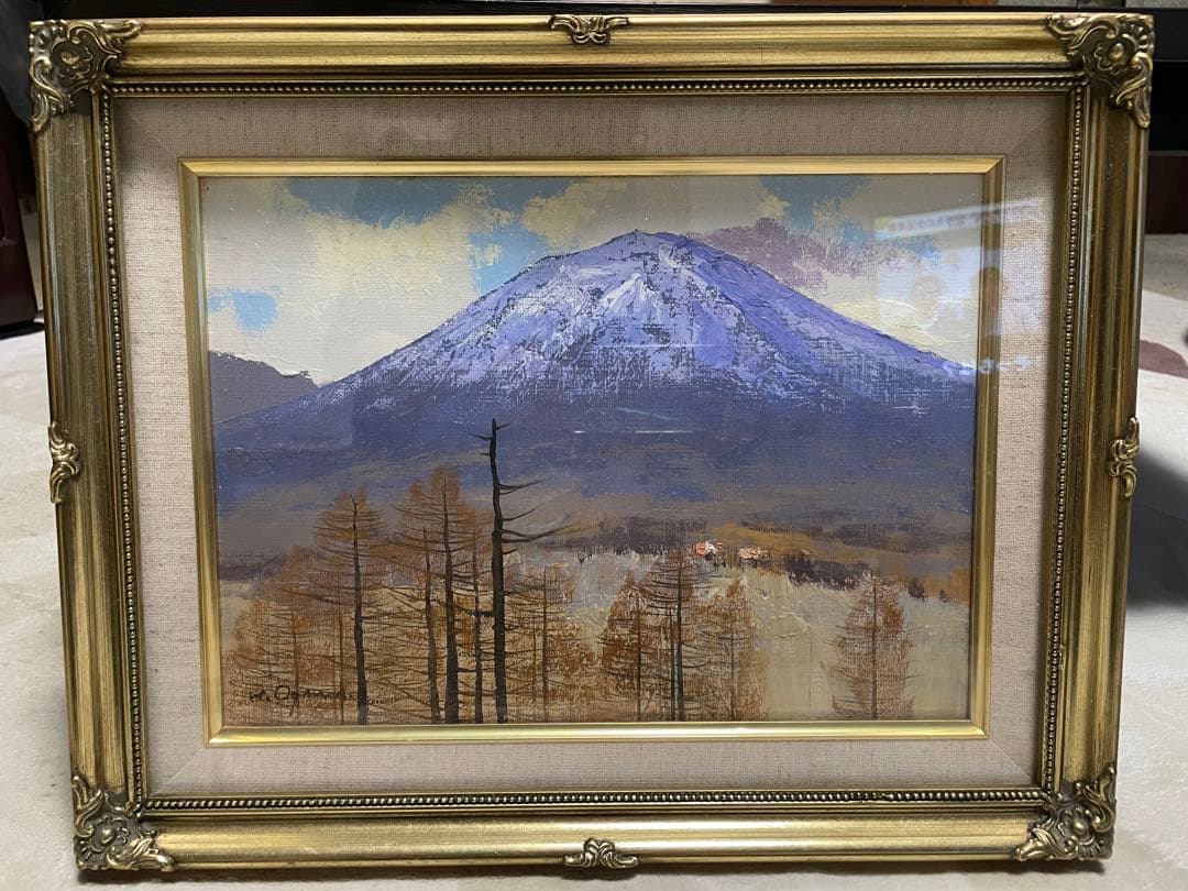 【美品】小川博 作 『浅間山麓』4号油絵 定価約20万円