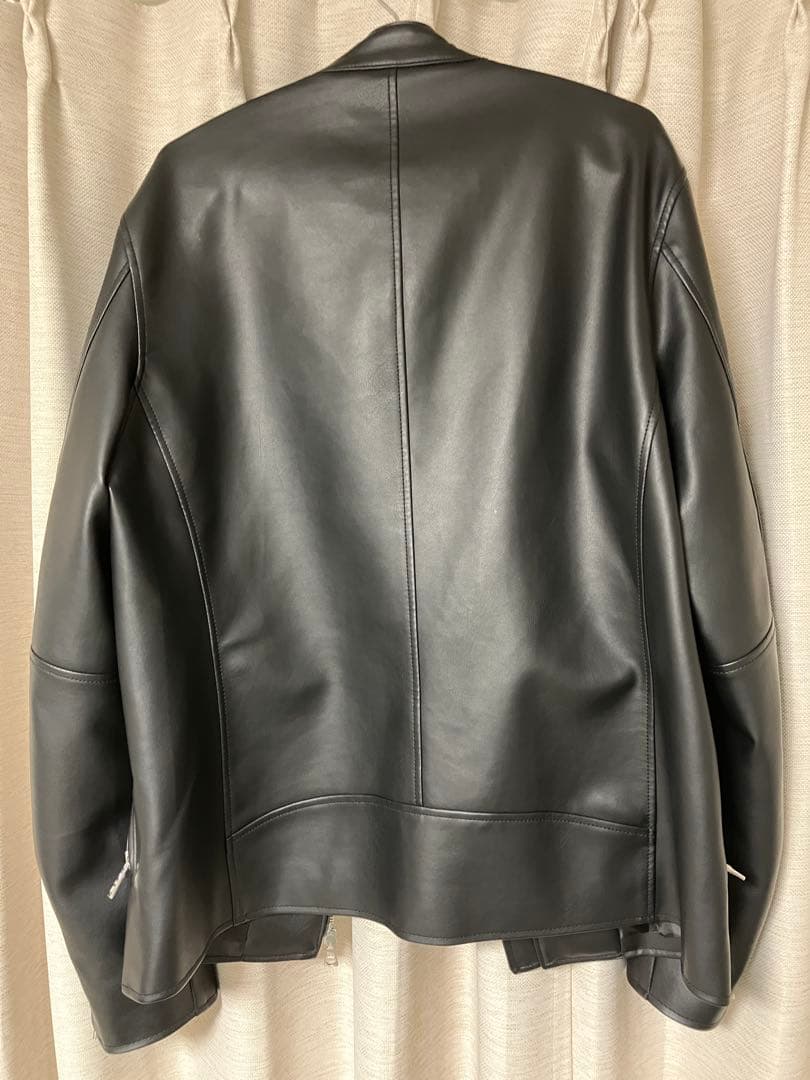 BEAMS ブラック レザージャケット L シングル ライダース 革 黒
