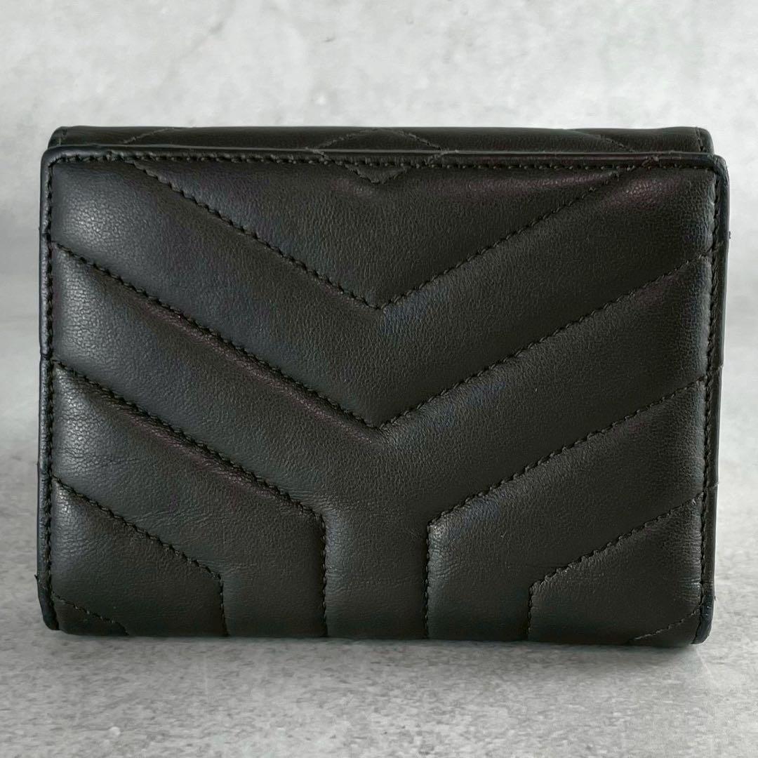 【美品】サンローランパリ 三つ折財布 カサンドラ レザー グレー