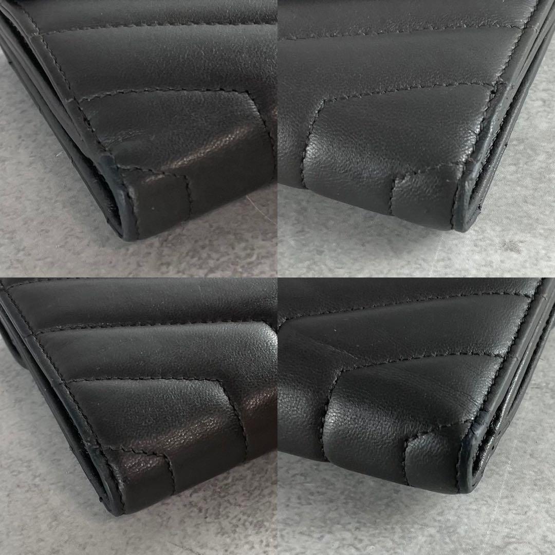 【美品】サンローランパリ 三つ折財布 カサンドラ レザー グレー