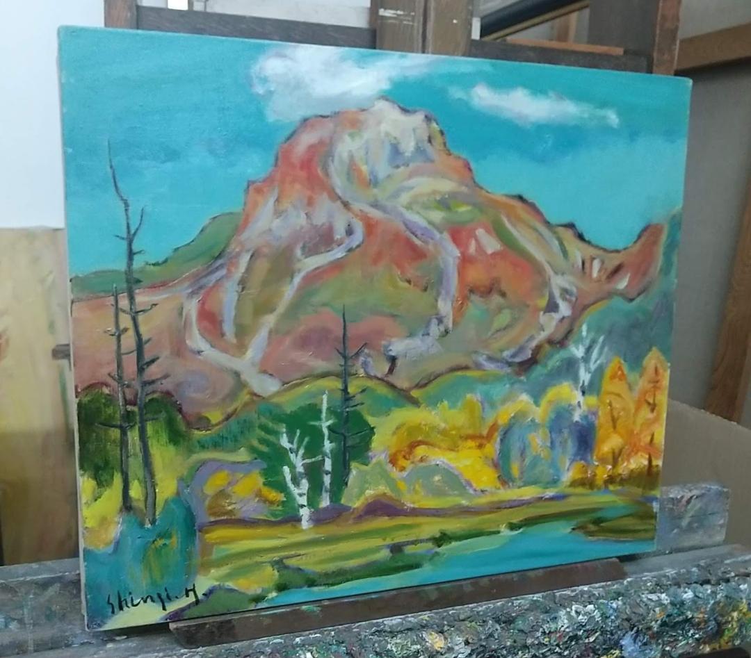 「焼岳」秋 絵画 油絵 F10