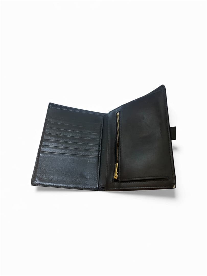 [美品]CELINE 二つ折り財布 ミディアム ストラップ ウォレット ブラック