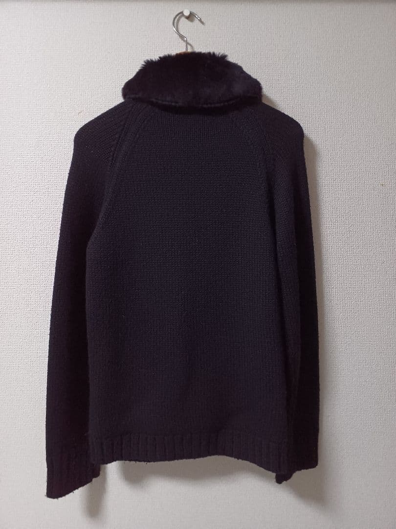 バーバリーブラックレーベル ラビットファー付きニットジャケット