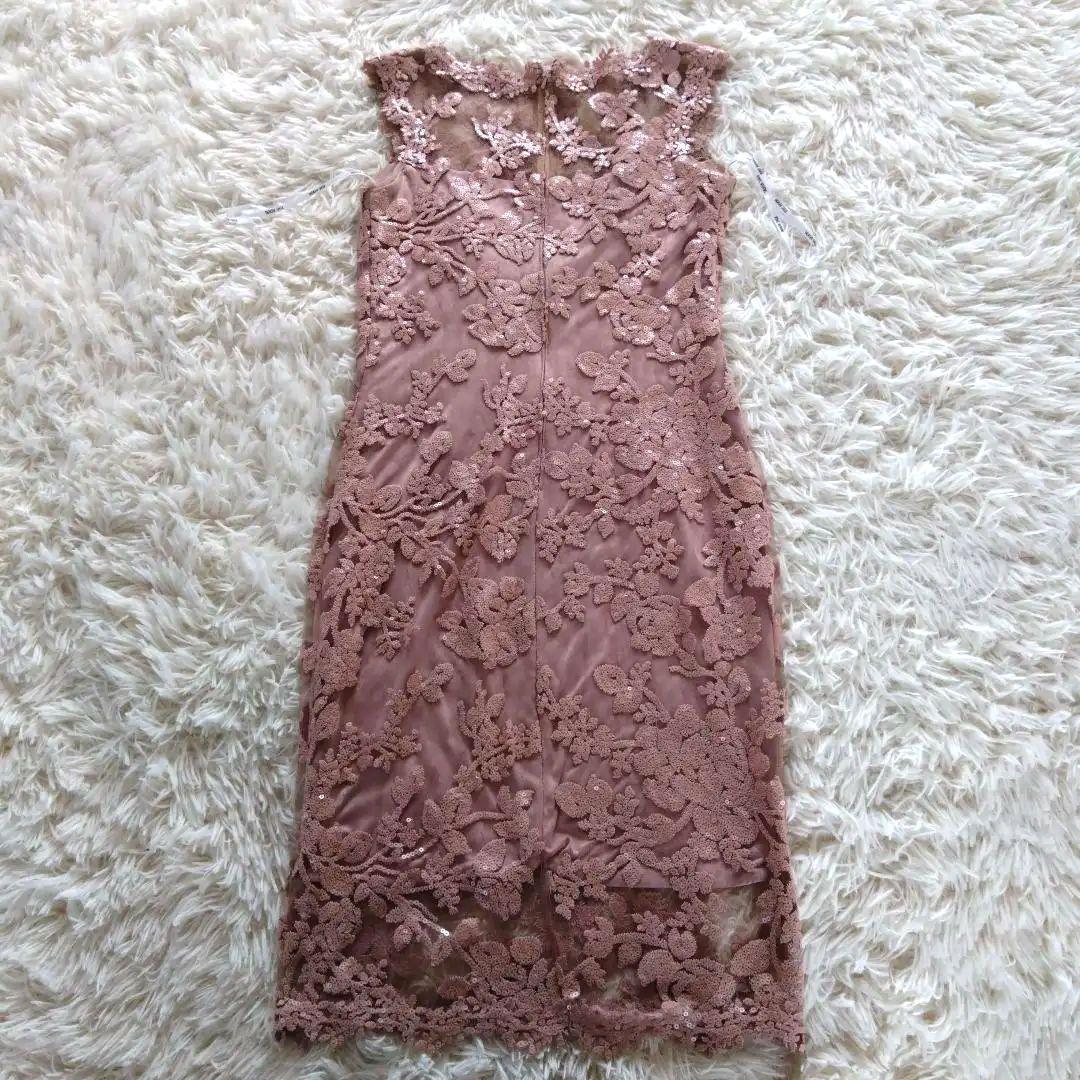 タダシショージ　ピンク　ワンピース　フラワー　スパンコール刺繍