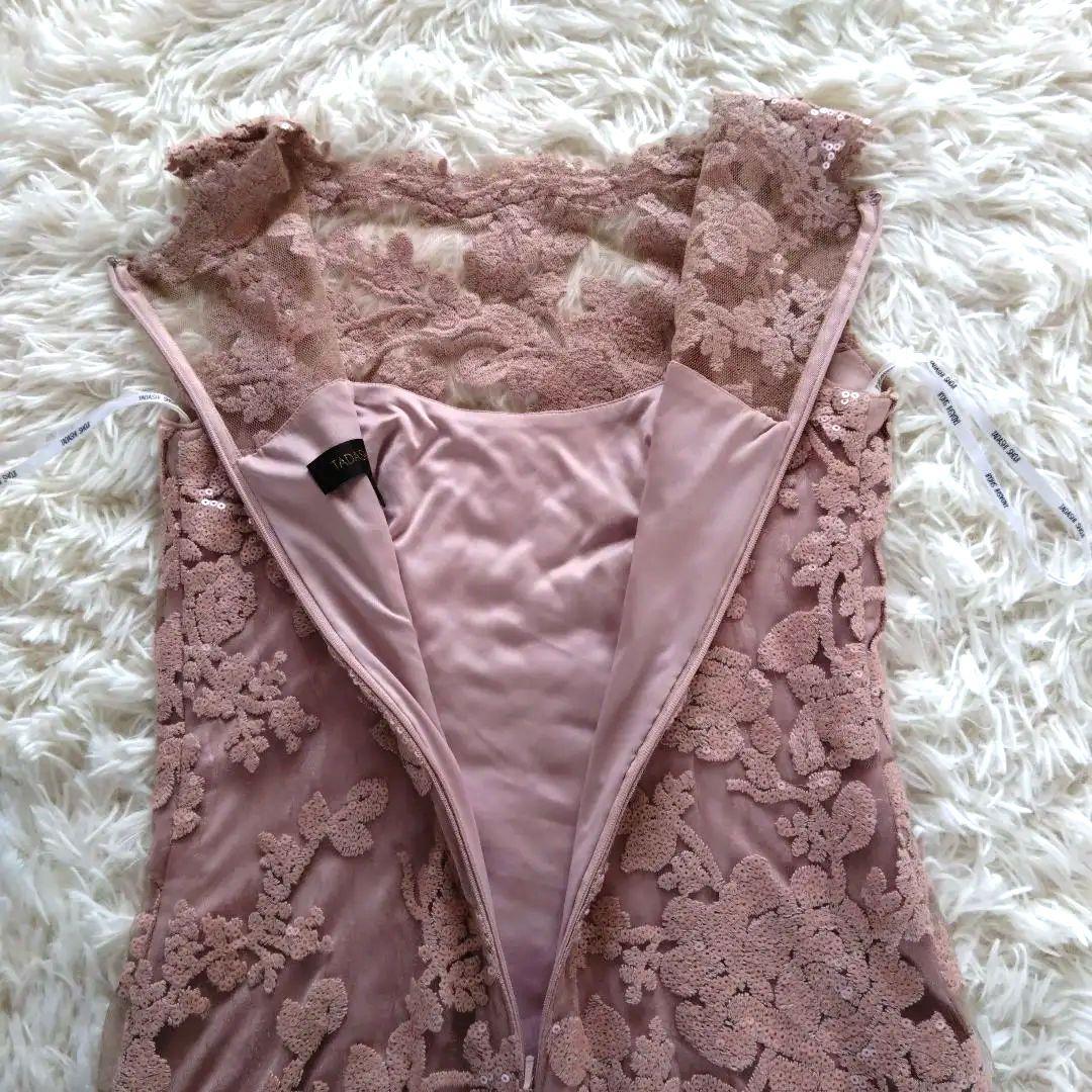 タダシショージ　ピンク　ワンピース　フラワー　スパンコール刺繍