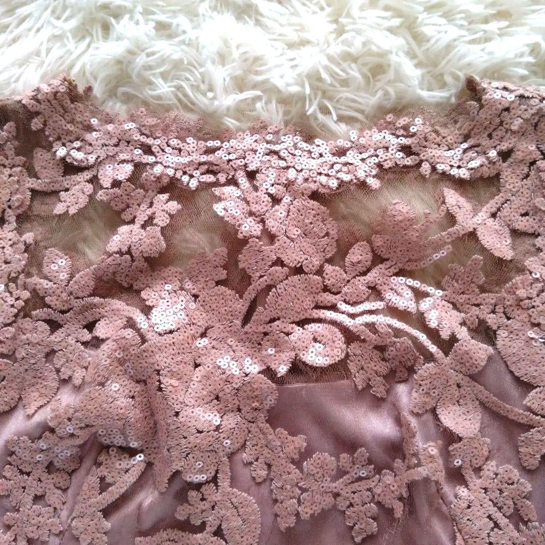 タダシショージ　ピンク　ワンピース　フラワー　スパンコール刺繍