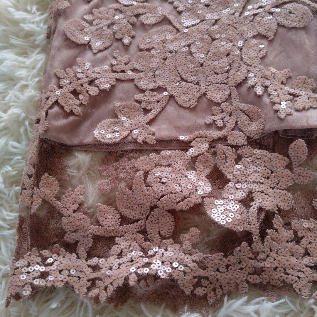 タダシショージ　ピンク　ワンピース　フラワー　スパンコール刺繍