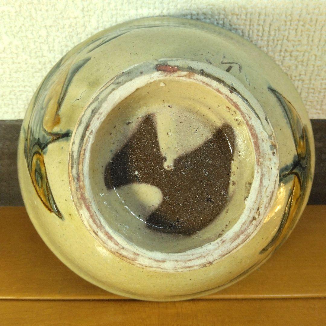 人間国宝 金城次郎 魚紋茶碗 栞 共箱 美品 壺屋焼 壷屋焼 やちむん 魚2匹