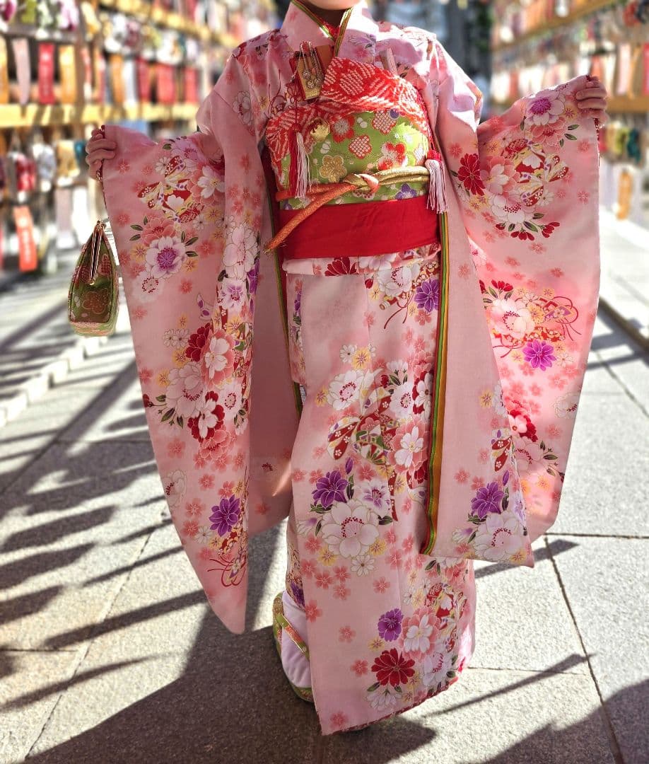 最終値下げ【式部浪漫】着物　七五三　女の子　7歳　作り帯　セット　お祝い着